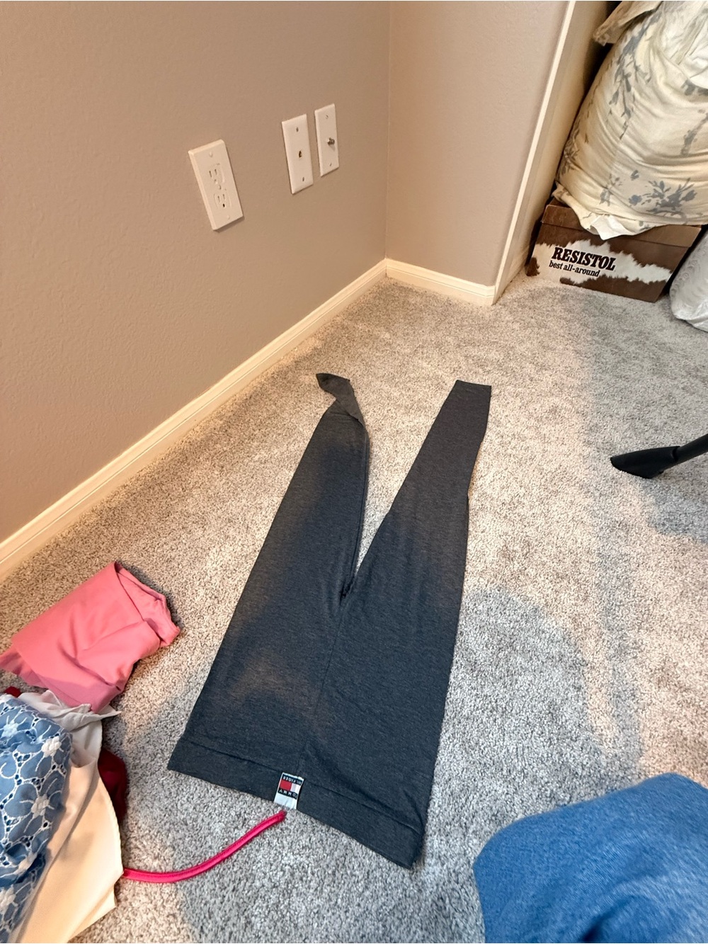 Dark Gray Leggings with Pink Drawstring